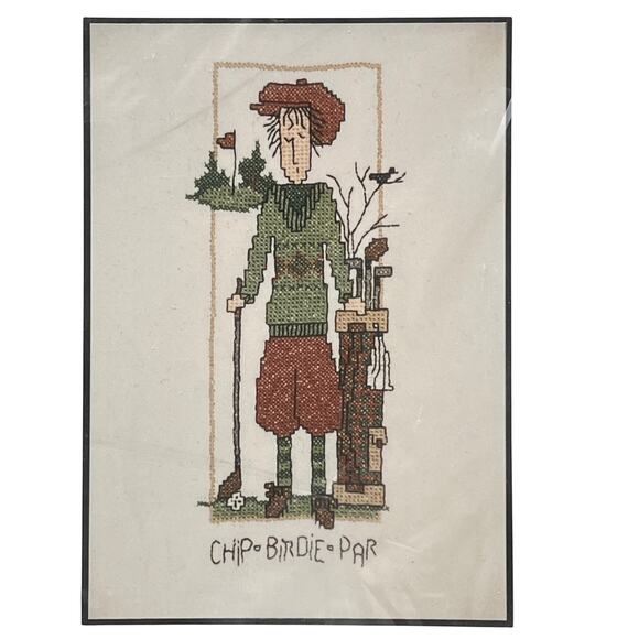 Imaginating Cross Stitch Kit #1166 GOLFER Chip Birdie Par Vintage - Picture 2 of 3